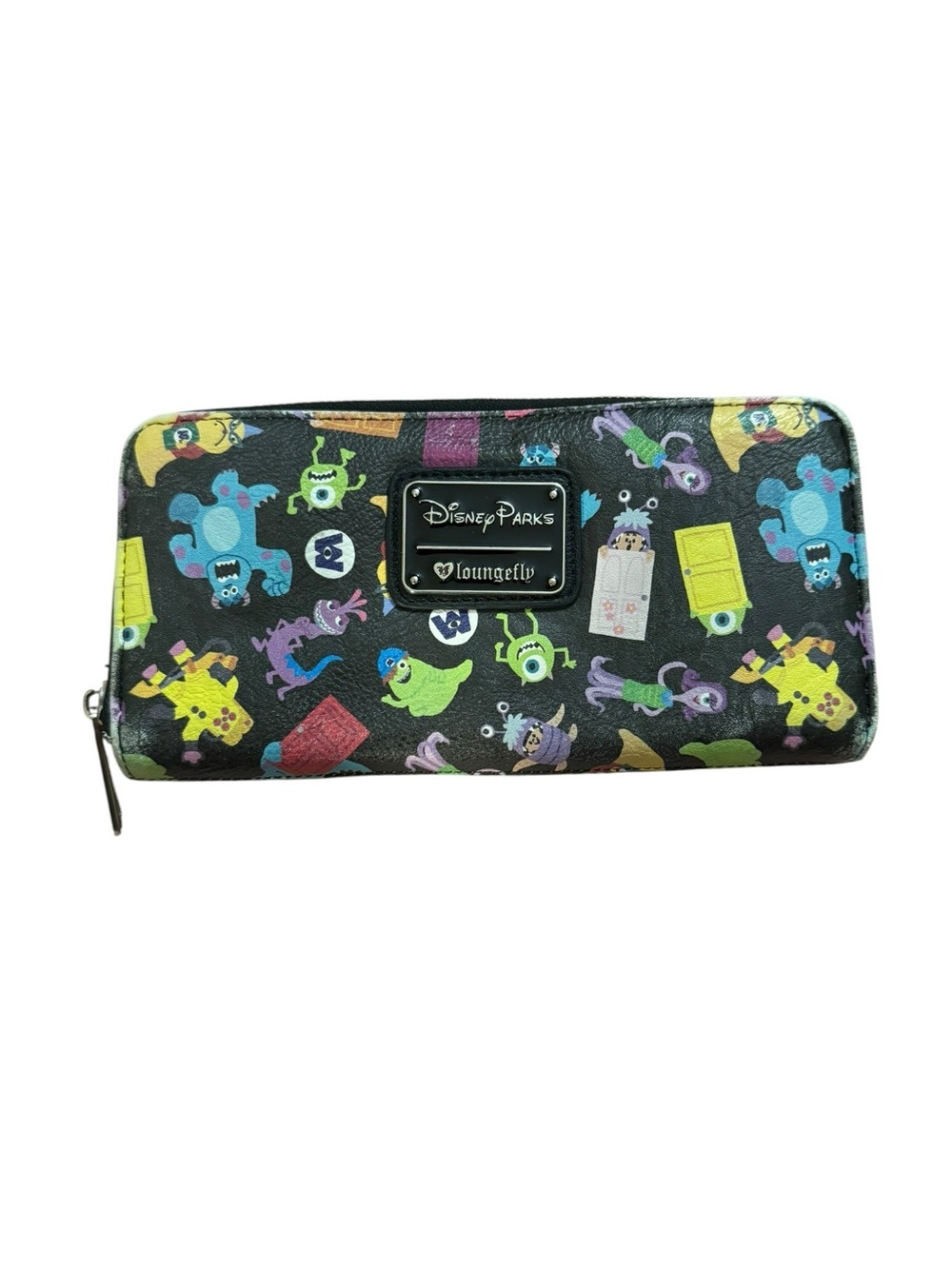 Disney Parks Loungefly Monsters Inc. Pattern Zip Wallet - Black Multicolor